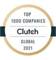 Clutch Top 1000 Global B2B Companies 2021 award — Digital Heroes ecommerce agency
