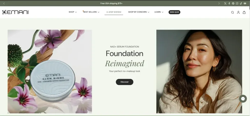 Emani clean beauty Shopify Plus store