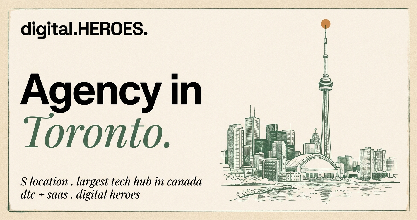 Editorial Toronto scene with the CN Tower silhouette and Lake Ontario waterline against pine forest hatching