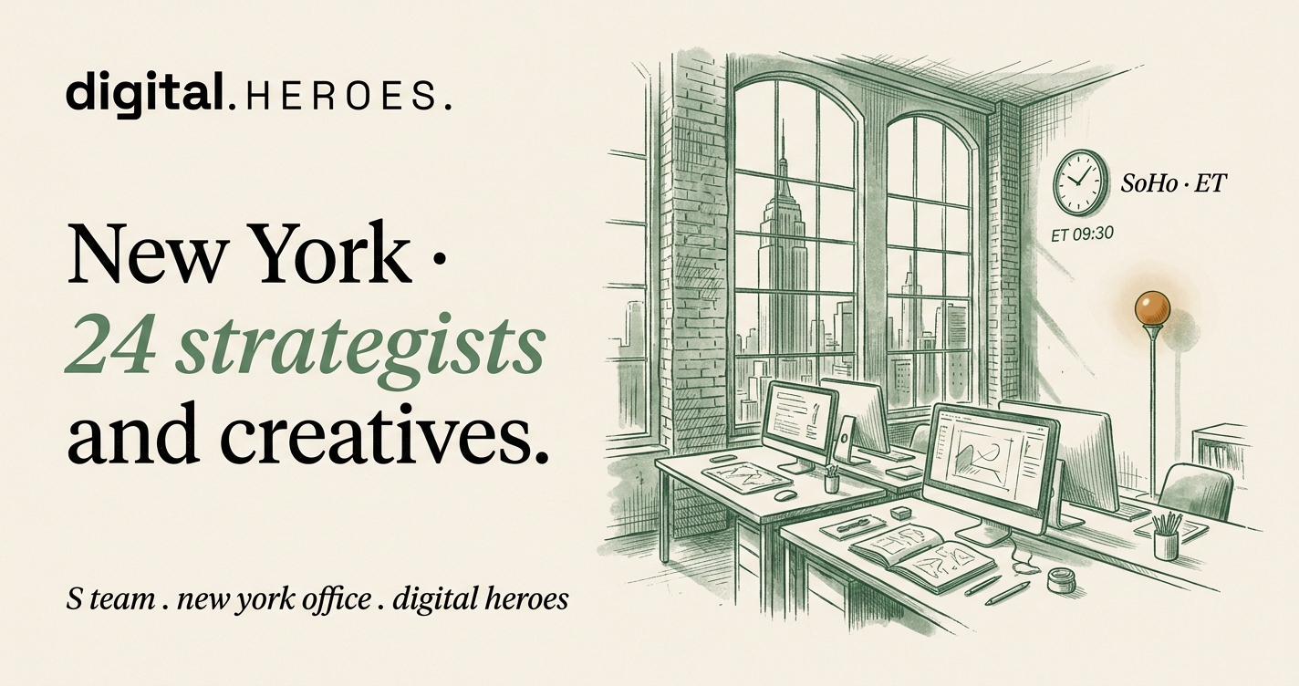 Editorial illustration of the Digital Heroes New York office workspace